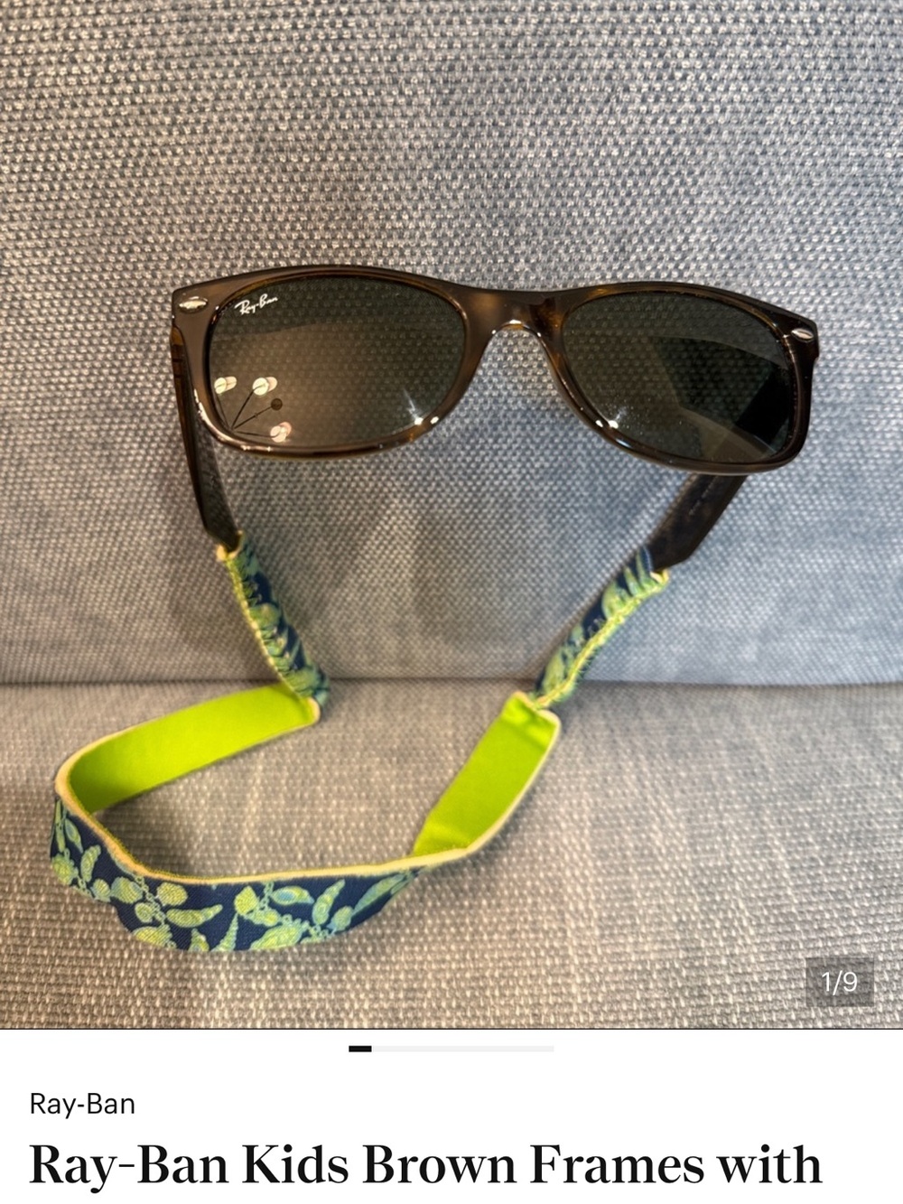 Ray-Ban Kids Brown Frames with Green Leaf Strap